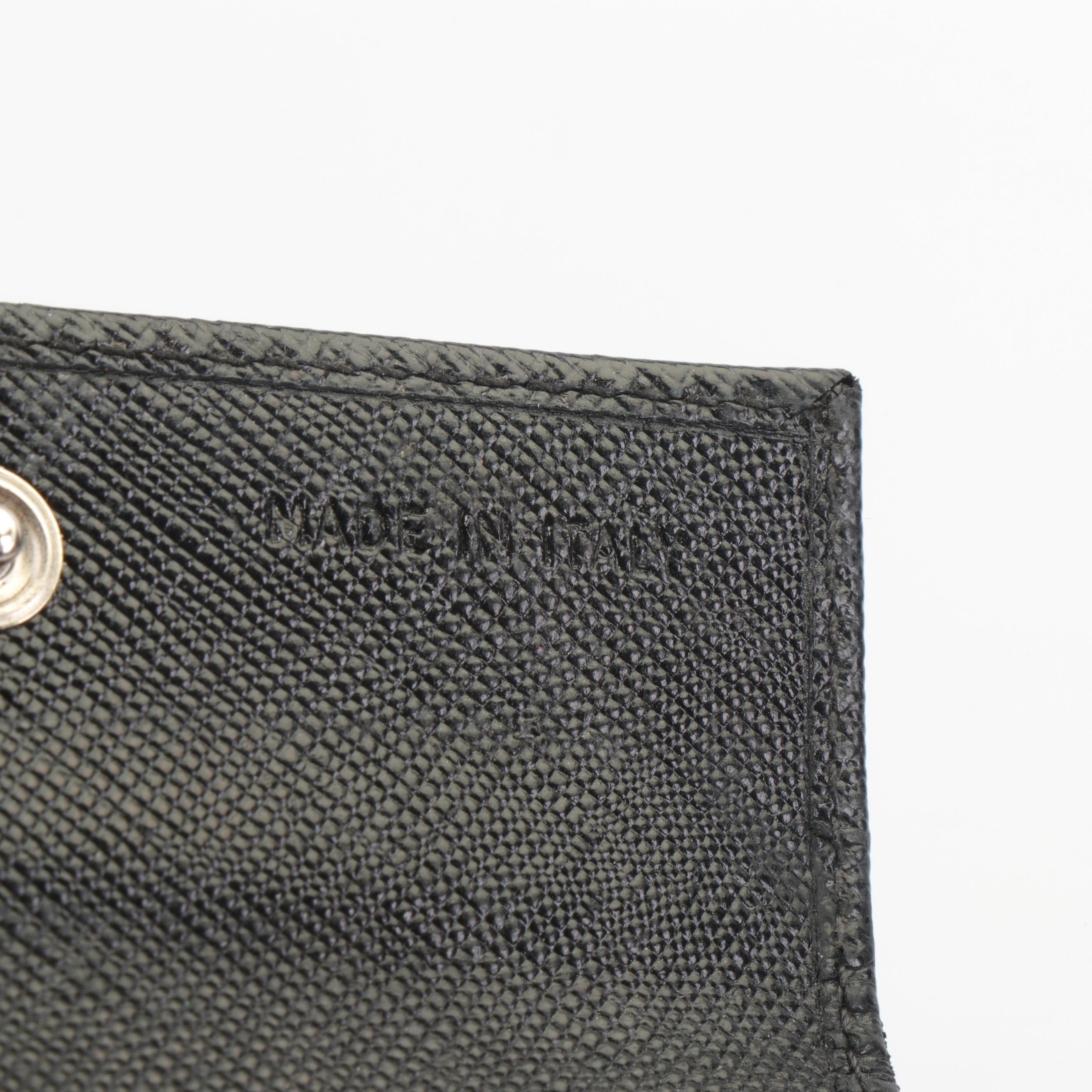 Prada Saffiano Leather Business Card Holder in Black