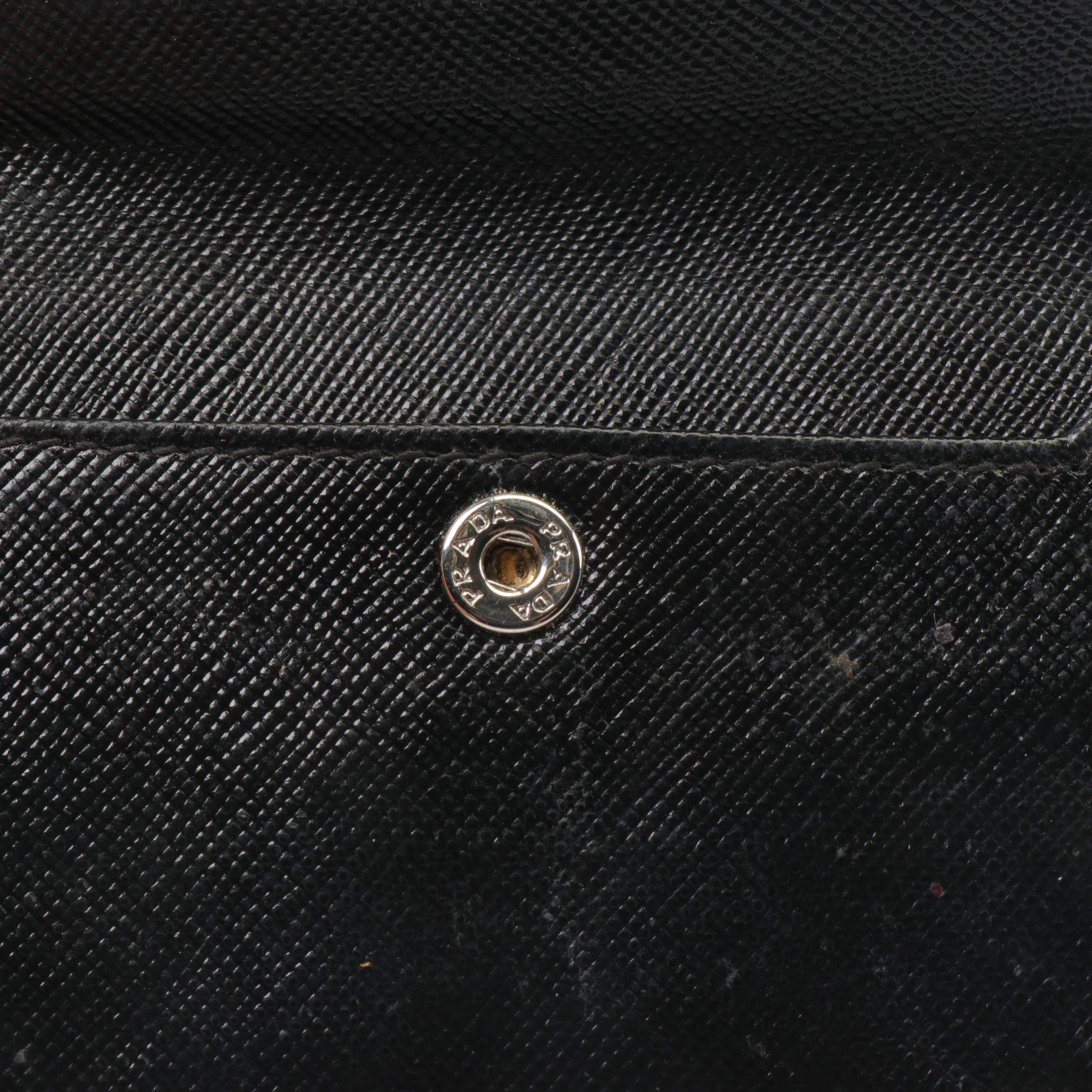 Prada Saffiano Leather Business Card Holder in Black