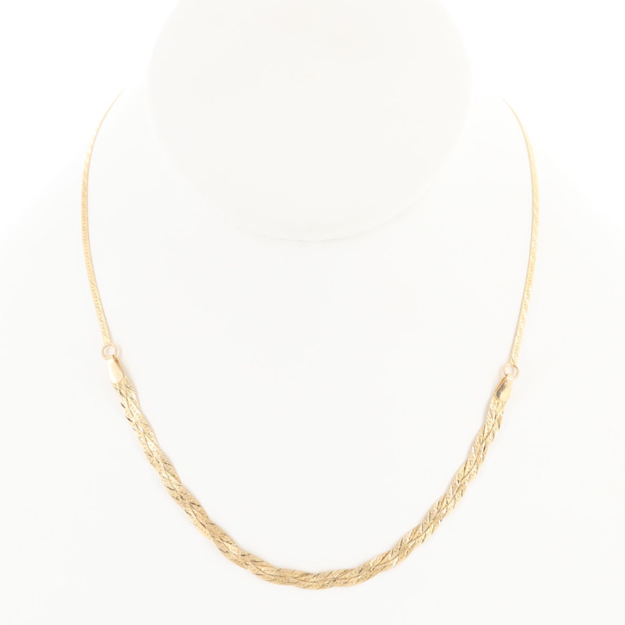 14K Yellow Gold Braided Chain Necklace