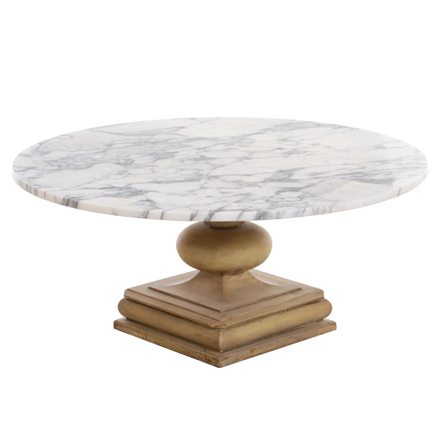 Marble Top Painted Wood Coffee Table, Late 20th Century