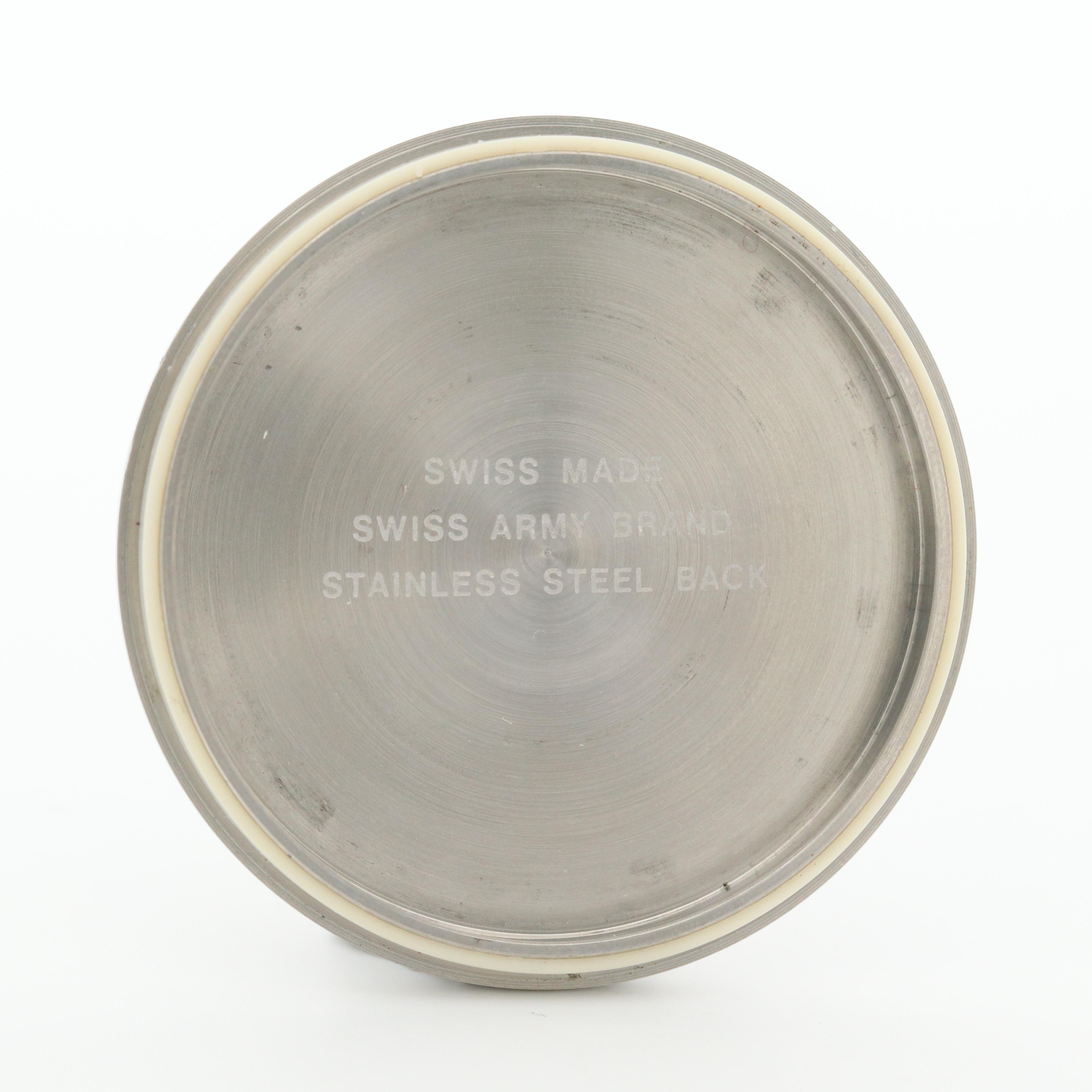 Swiss Army Stainless Steel Quartz Open Face Pocket Watch With Fob Chain