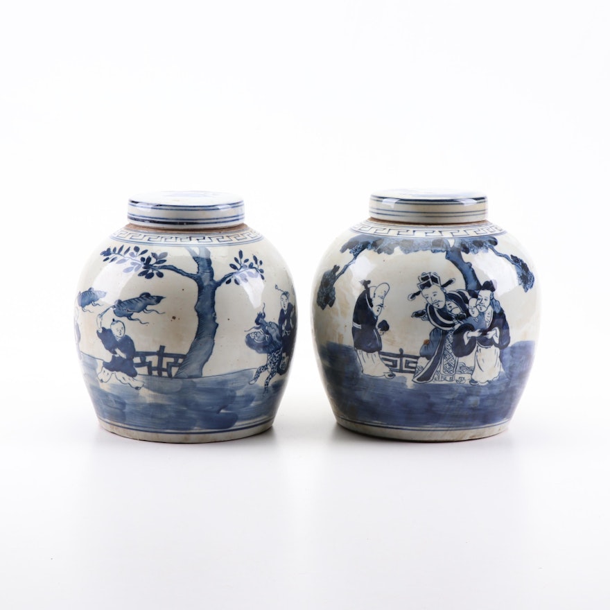 Chinese Canton Ware Porcelain Ginger Jars
