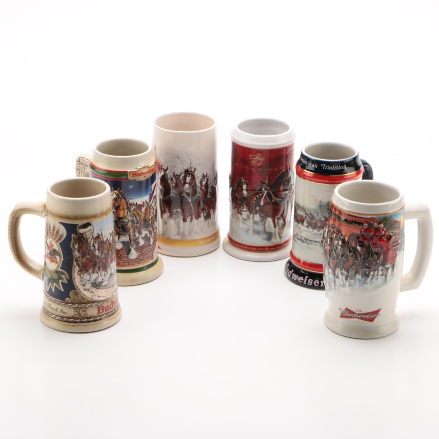 Ceramarte and BRAX for Budweiser Holiday Beer Steins, 1990s–2010s