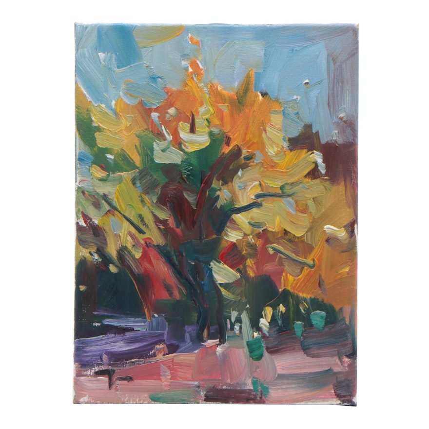 Jose Trujillo Oil Painting "Vibrant Yellow Leaves"