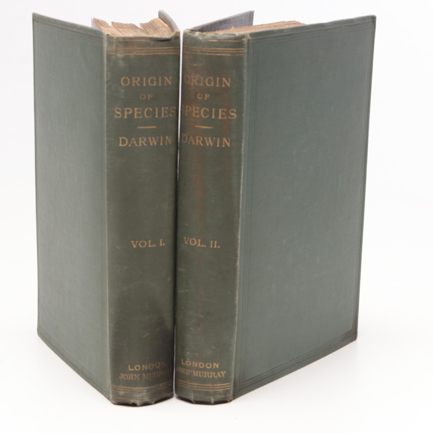 1888 Sixth Edition "The Origin of Species" Two Volume Set by Charles Darwin