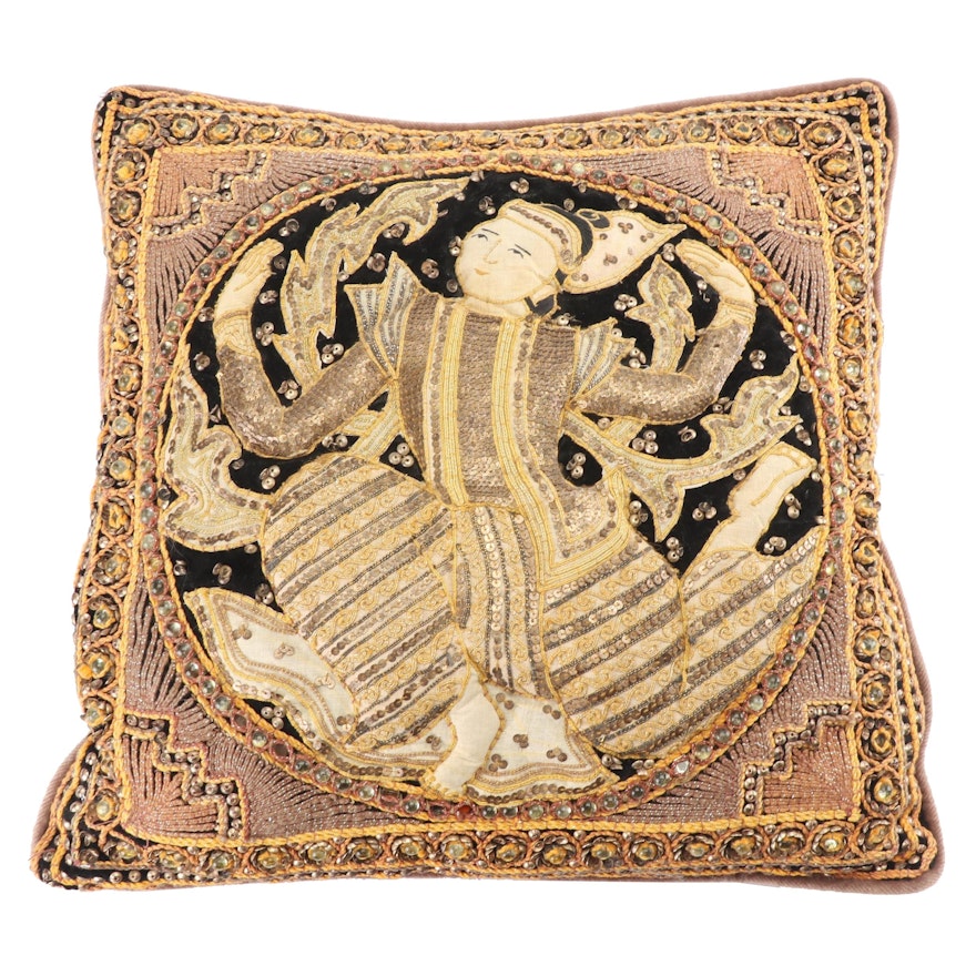 Thai Kalaga Style Beaded and Embellished Accent Pillow