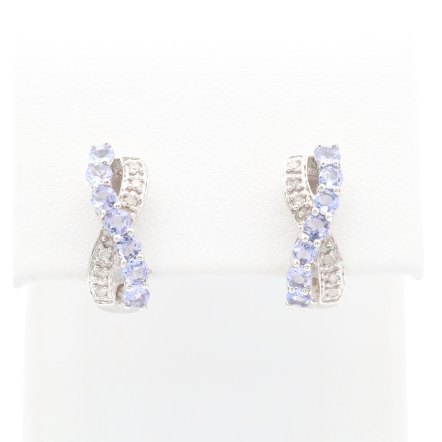 10K and 14K White Gold Tanzanite and Diamond Earrings