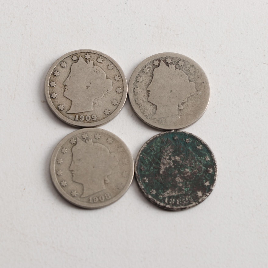 Four Liberty Head Nickels