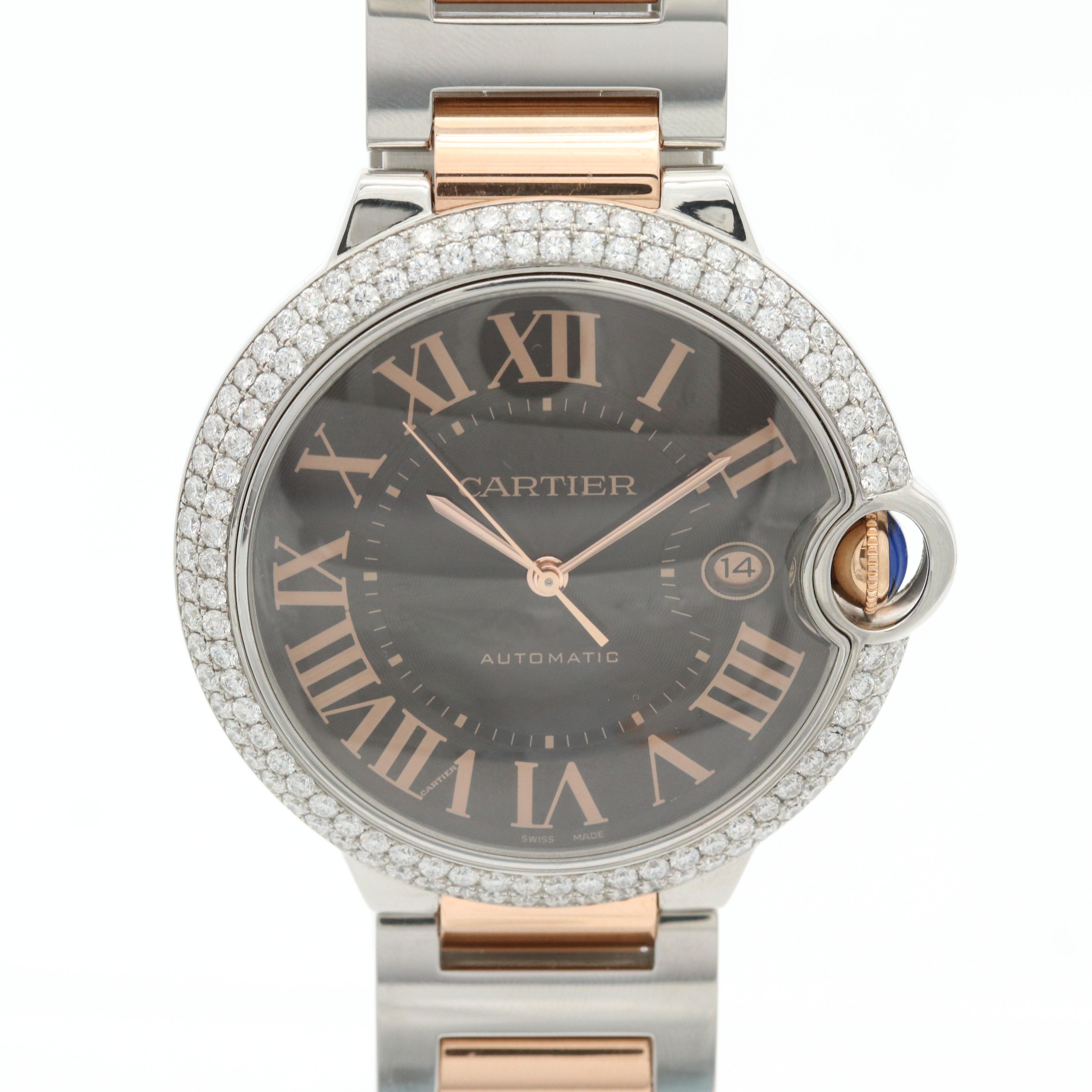 Cartier Ballon Bleu 42 Stainless Steel and 18K Rose Gold 1.78 CTW Diamond Watch
