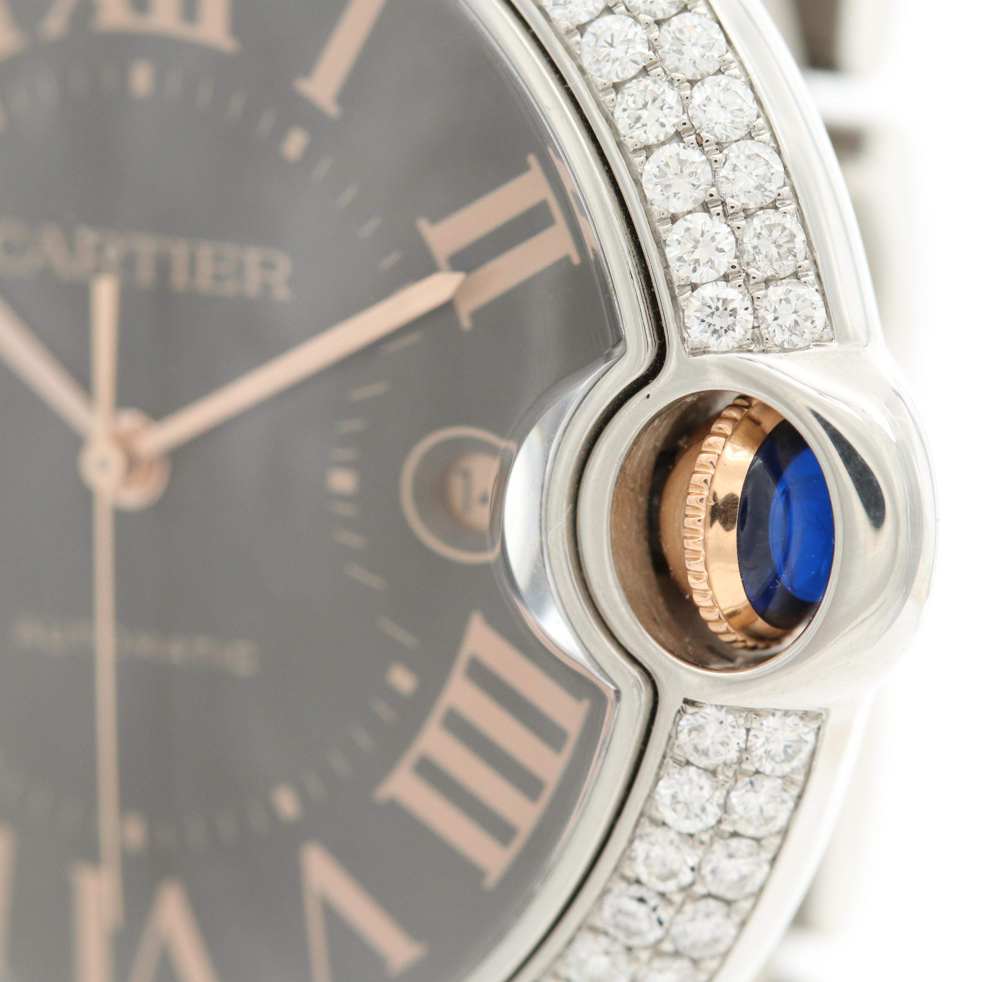 Cartier Ballon Bleu 42 Stainless Steel and 18K Rose Gold 1.78 CTW Diamond Watch