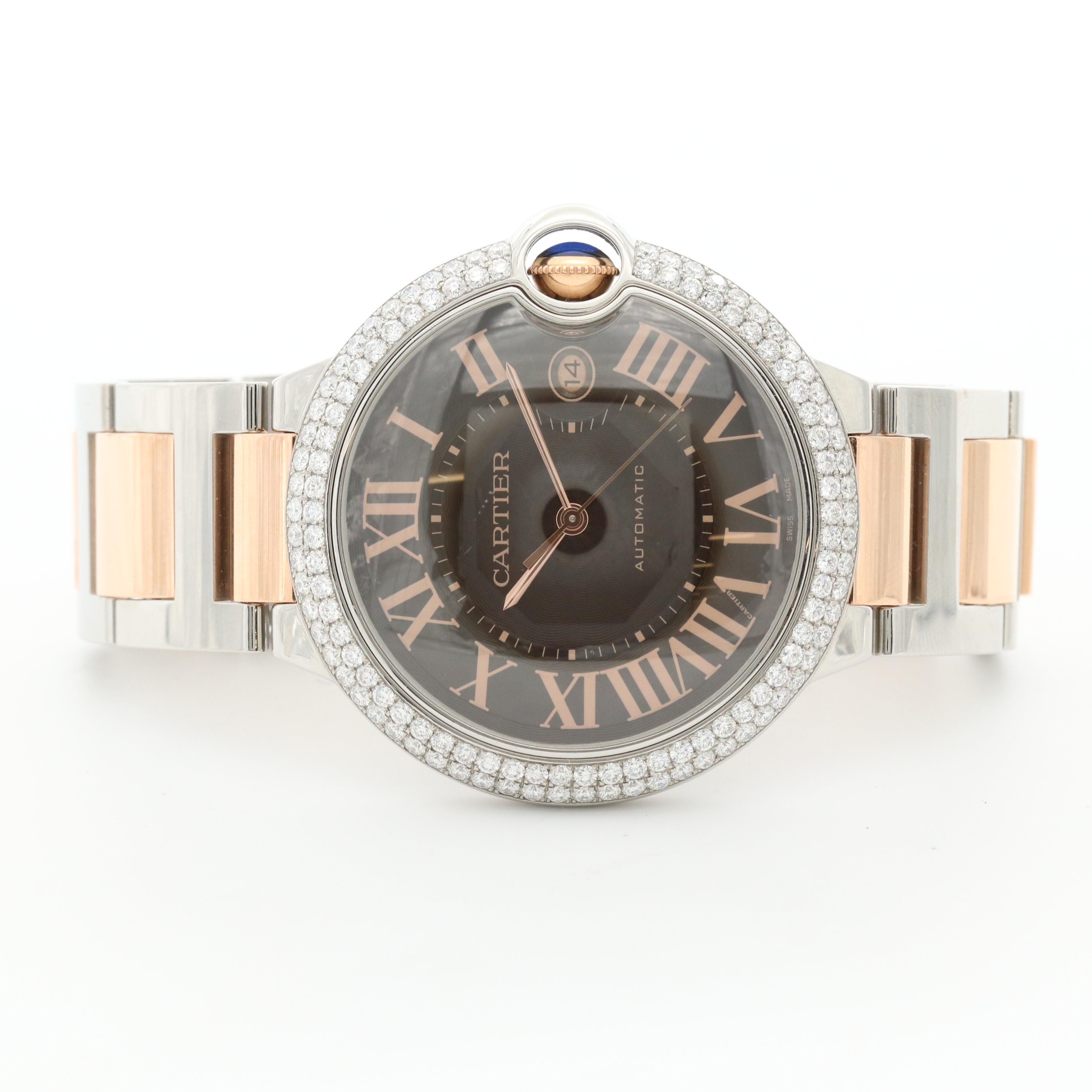 Cartier Ballon Bleu 42 Stainless Steel and 18K Rose Gold 1.78 CTW Diamond Watch