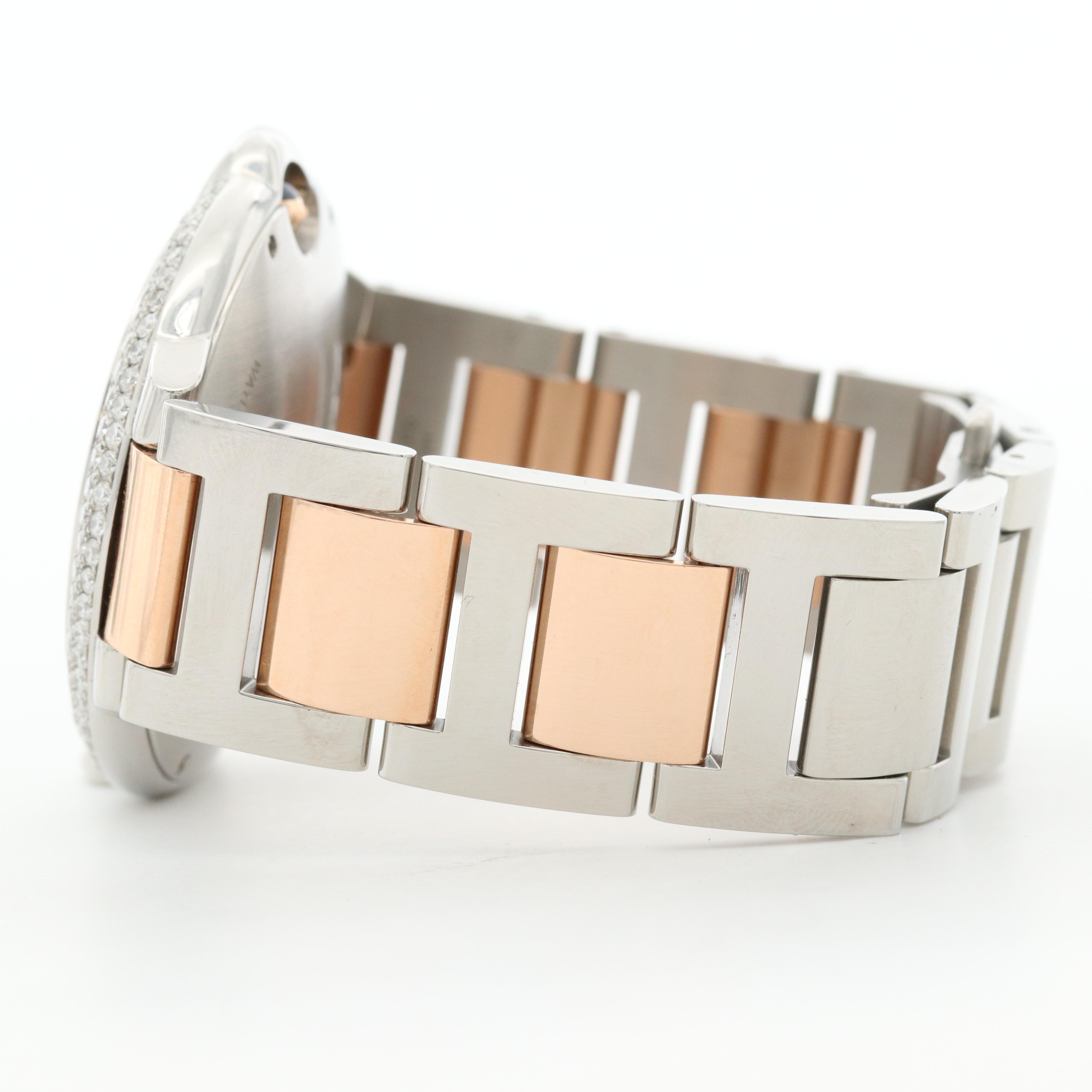 Cartier Ballon Bleu 42 Stainless Steel and 18K Rose Gold 1.78 CTW Diamond Watch