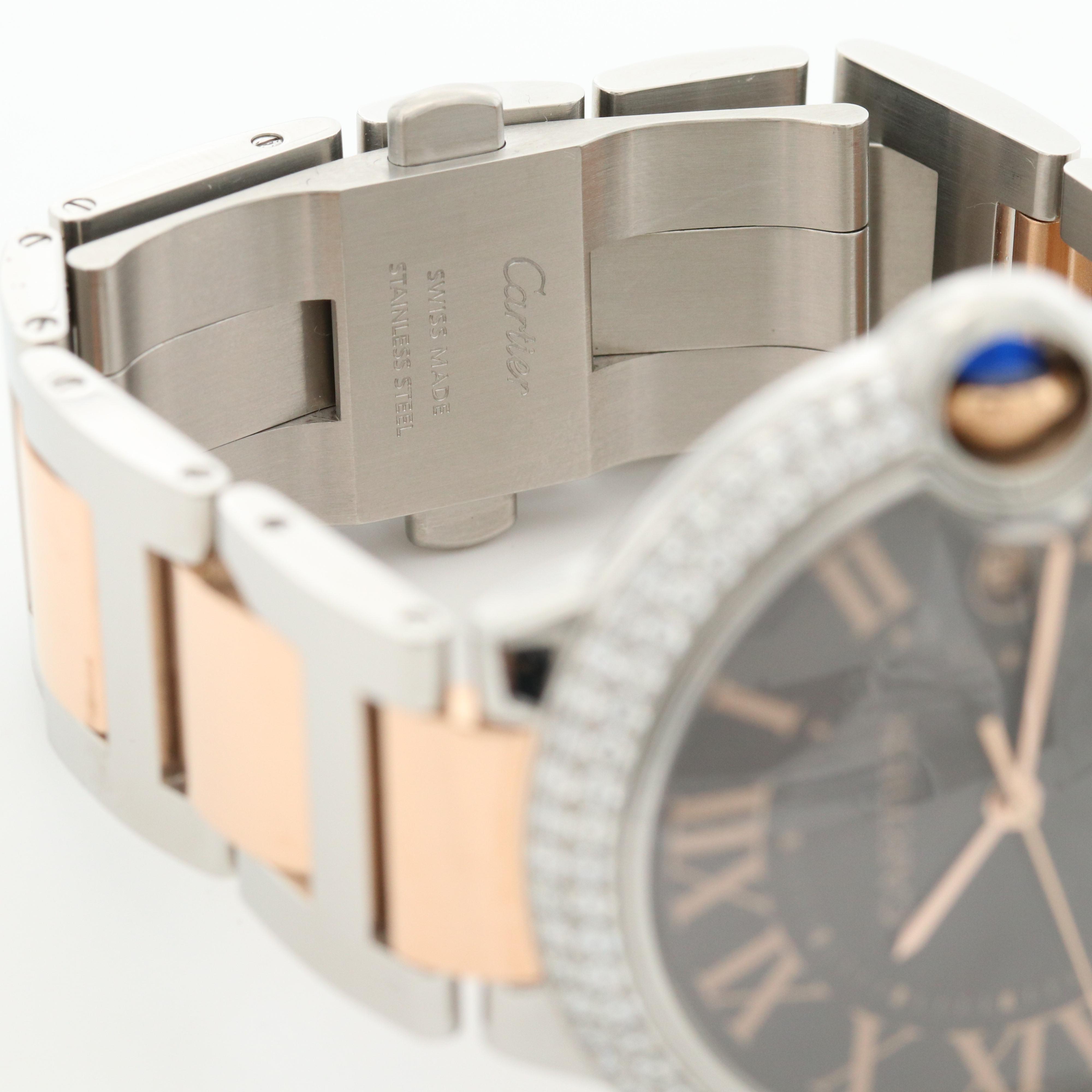 Cartier Ballon Bleu 42 Stainless Steel and 18K Rose Gold 1.78 CTW Diamond Watch