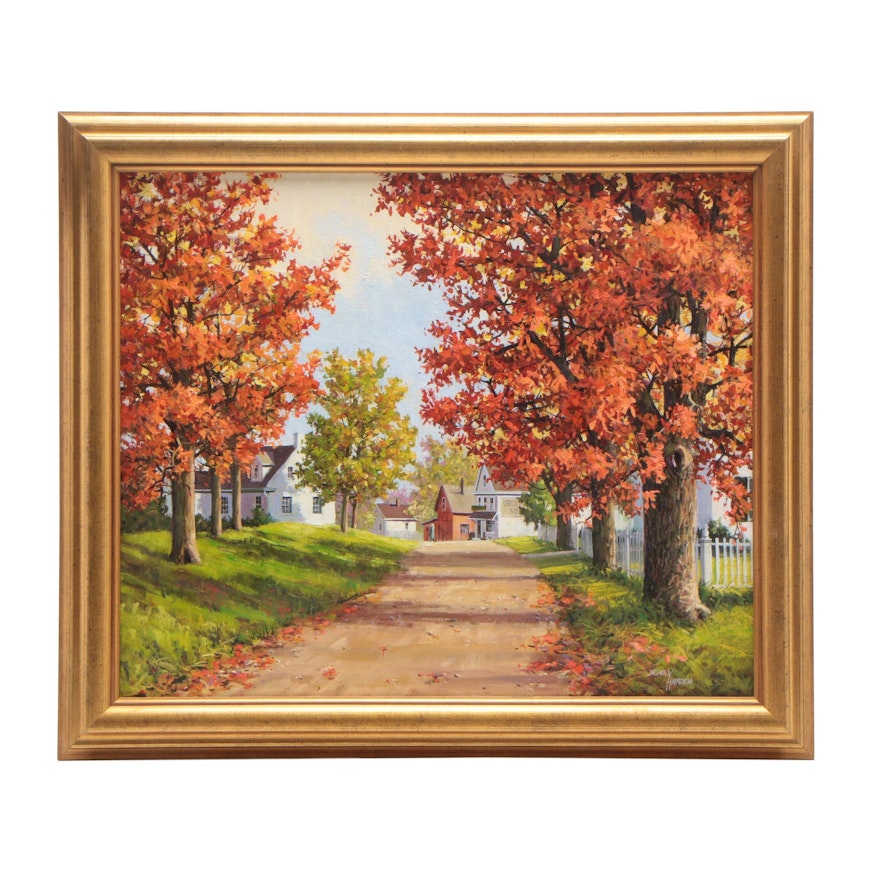Dewey Harden Oil Painting of Fall Landscape | EBTH