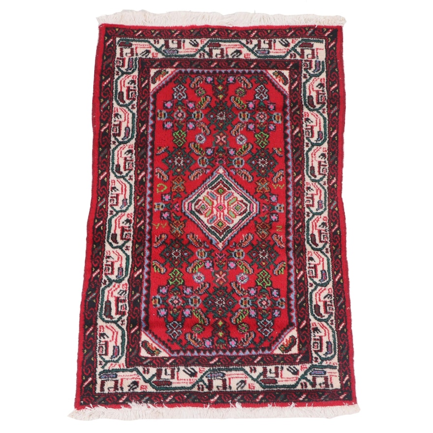 Hand-Knotted Persian Everu Wool Accent Rug