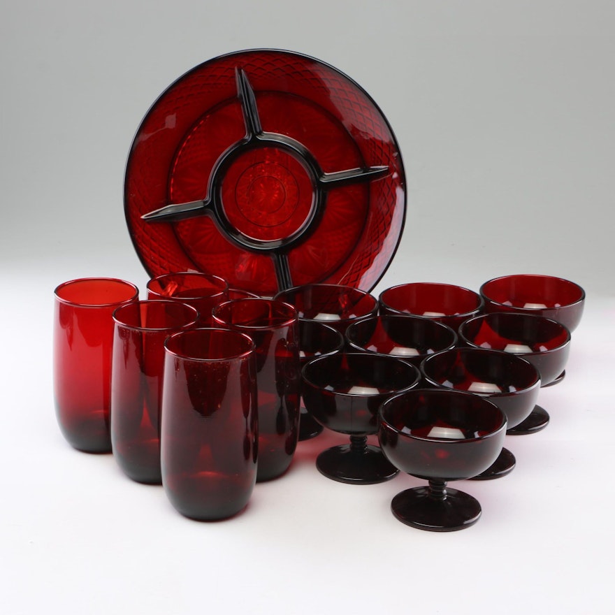 Anchor Hocking "Royal Ruby" Red Pressed Glass Tumblers and More