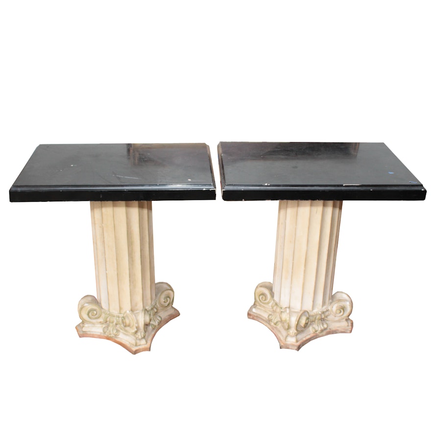 Neoclassical Style Column Side Tables, Mid-to-Late 20th Century