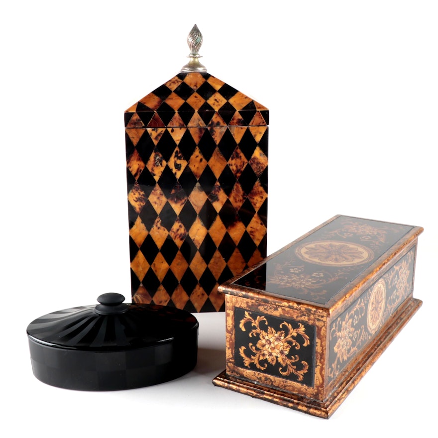 Maitland-Smith Penshell Harlequin Box with other Contemporary Boxes