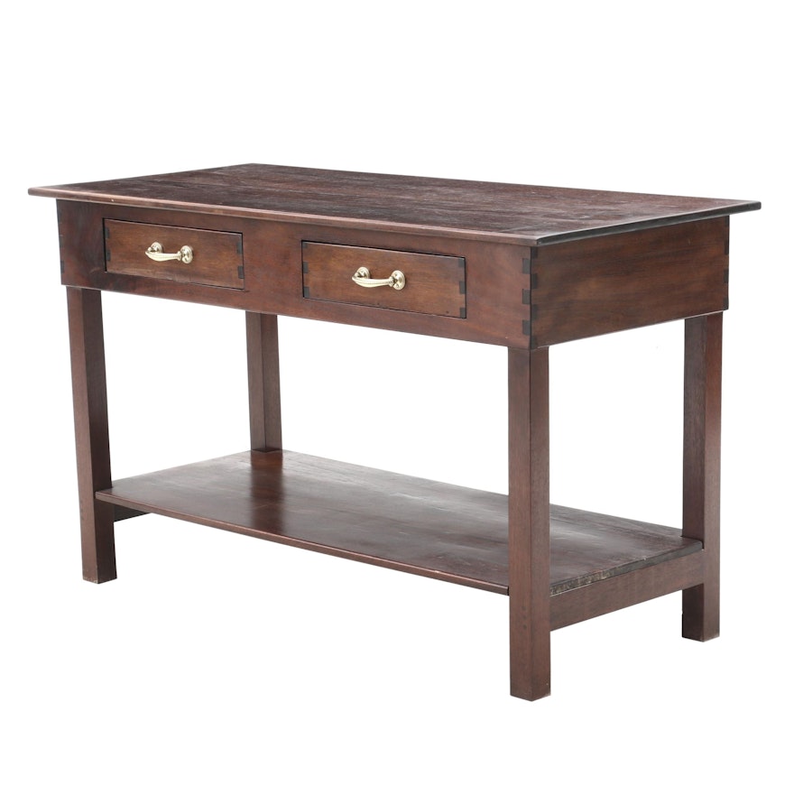 Mahogany Library Table with Dovetailed Drawers, Late 20th Century