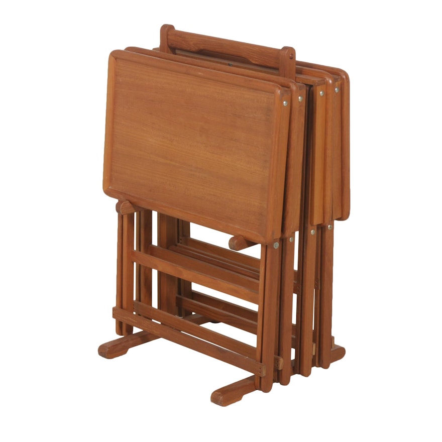 Vintage Goodwood Teak Folding Tray Table Set