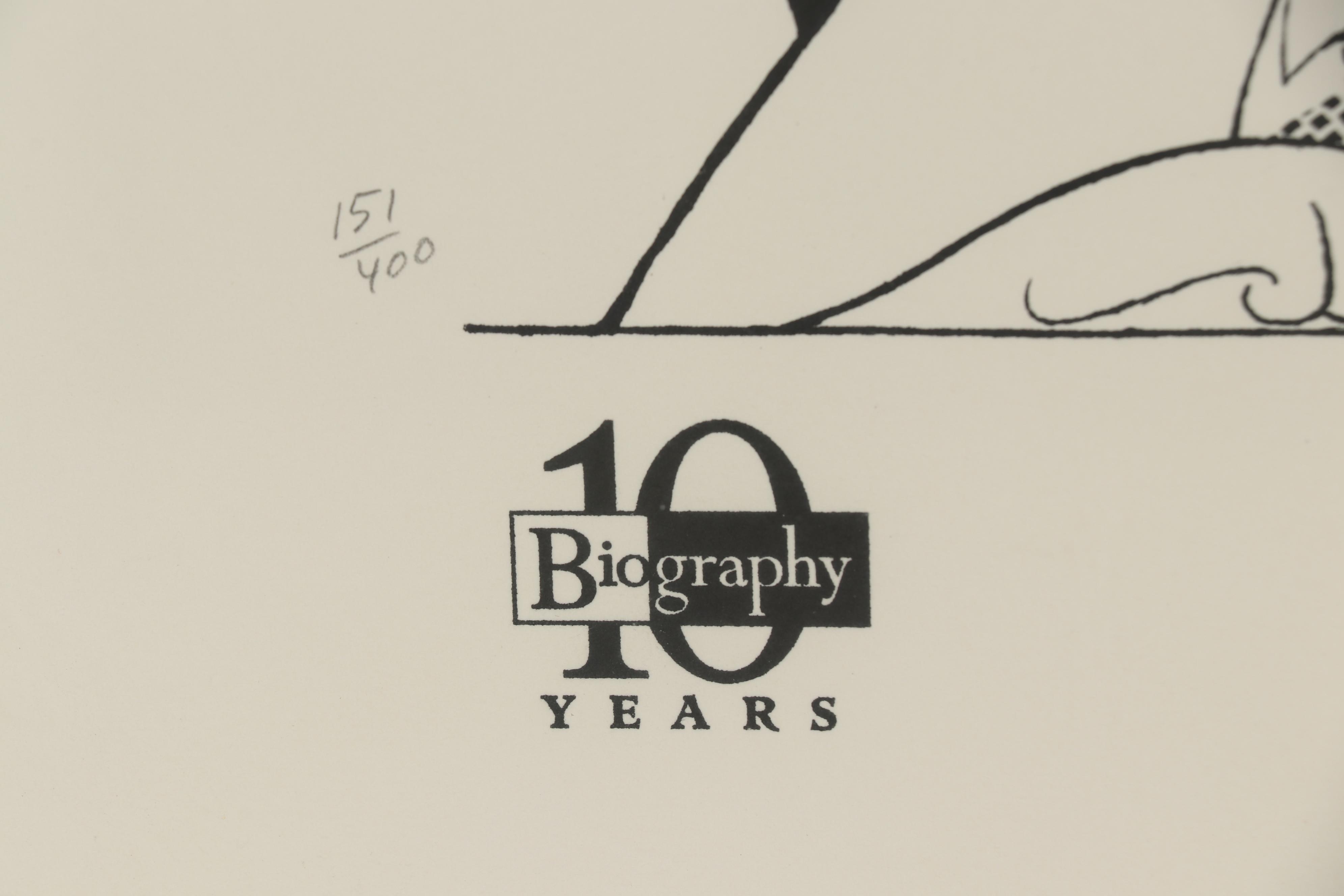 Albert "Al" Hirschfeld Caricature Lithograph "A&E Biography 10th Anniversary"