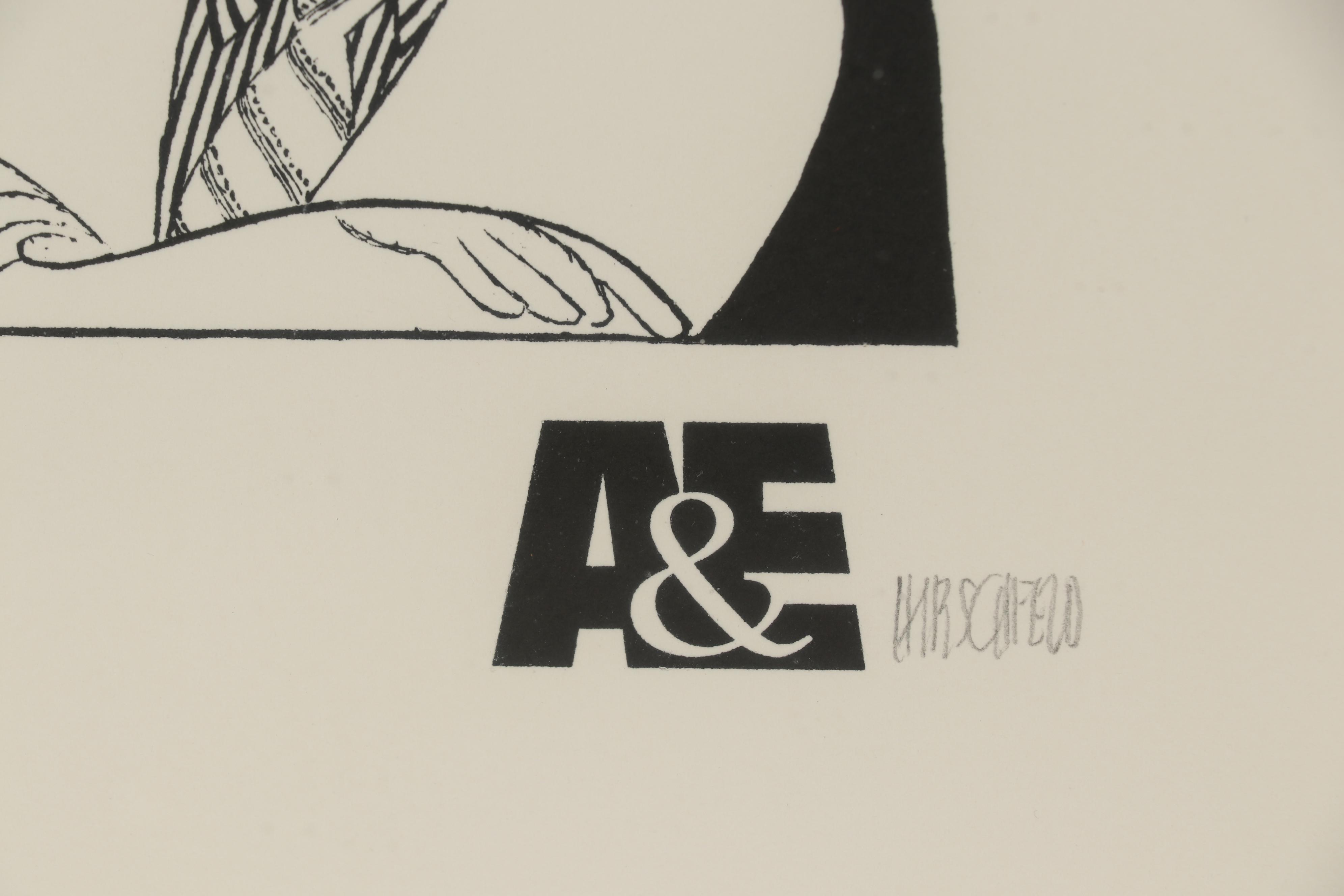 Albert "Al" Hirschfeld Caricature Lithograph "A&E Biography 10th Anniversary"