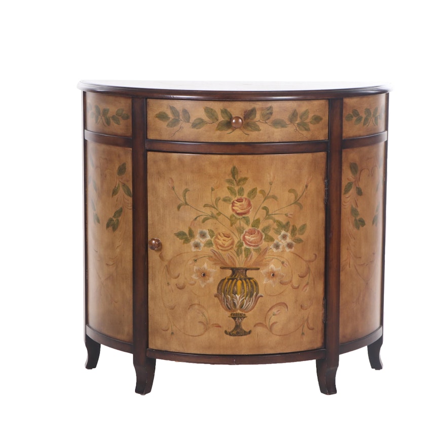 Contemporary Demi-Lune Painted Wood Cabinet