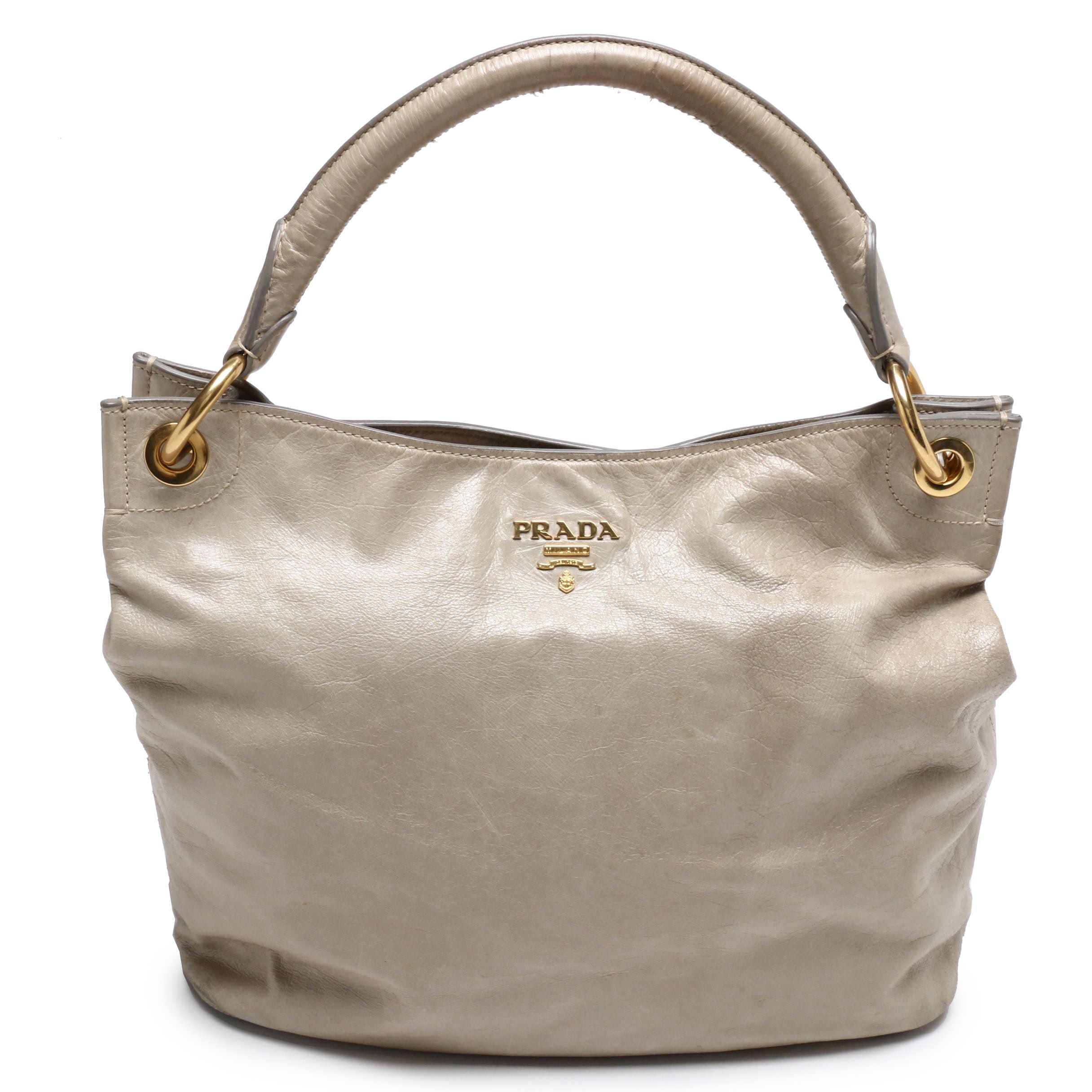 Prada Glazed Leather Shoulder Bag