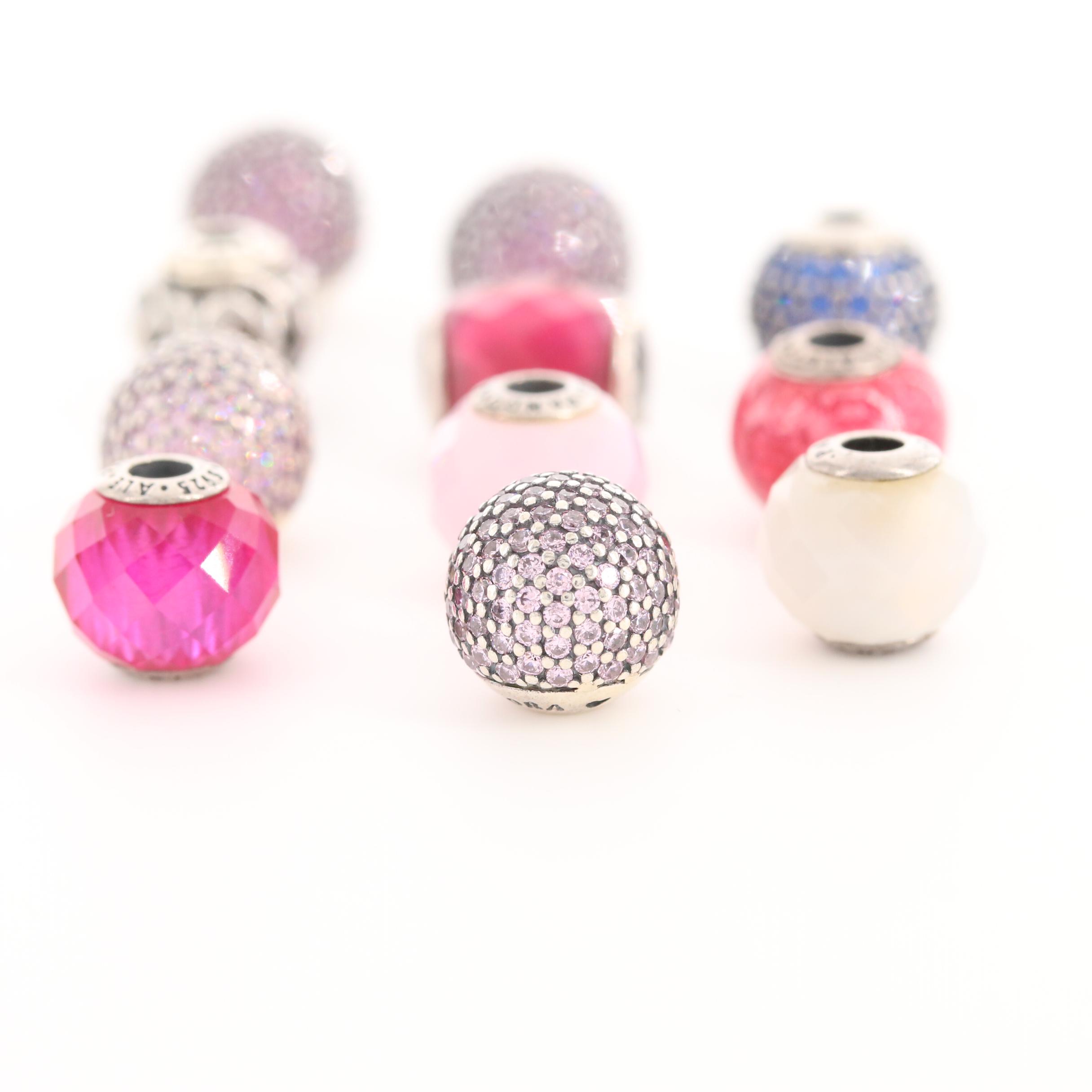 Pandora Essence Sterling Silver Charm Beads with Cubic Zirconia and Enamel