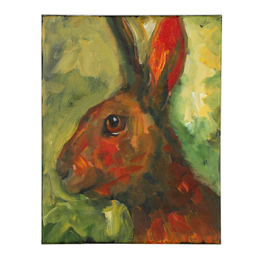 Elle Raines Acrylic Painting of a Hare