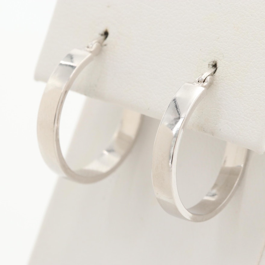 14K White Gold Hoop Earrings