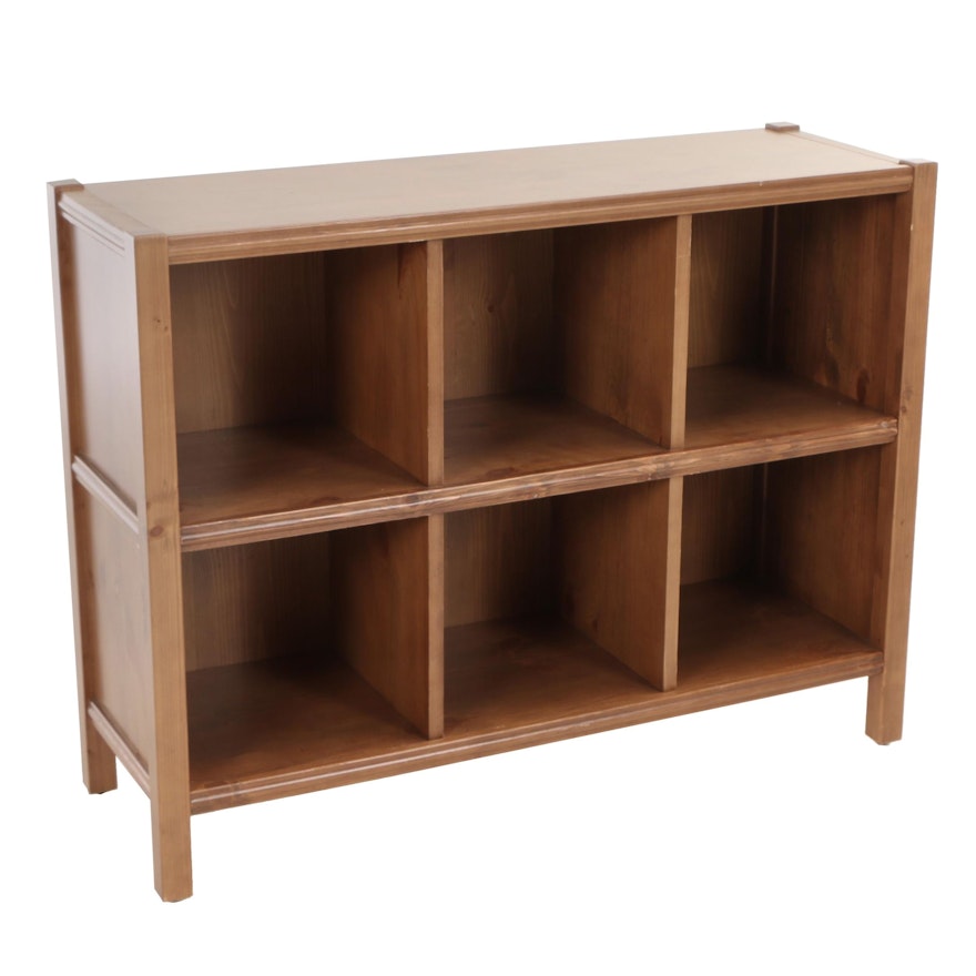 Contemporary Pine-Finished Six-Cube Bookcase
