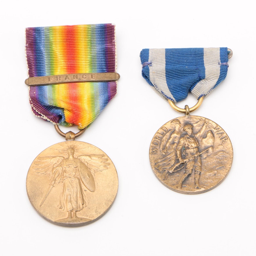 U.S. World War I Victory Medal with France Bar and New York State Service Medal