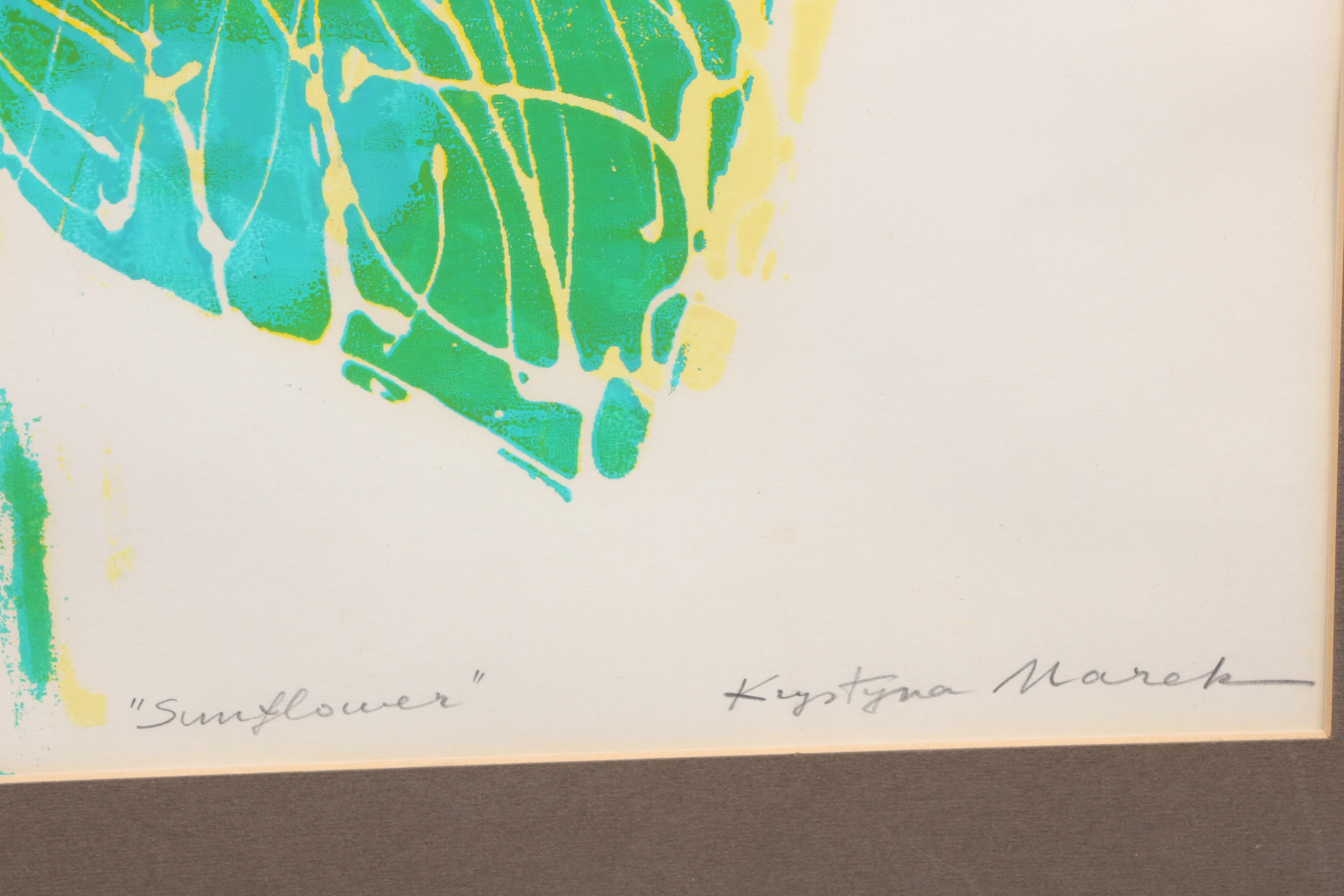 Krystyna Marek Serigraph "Sunflower"