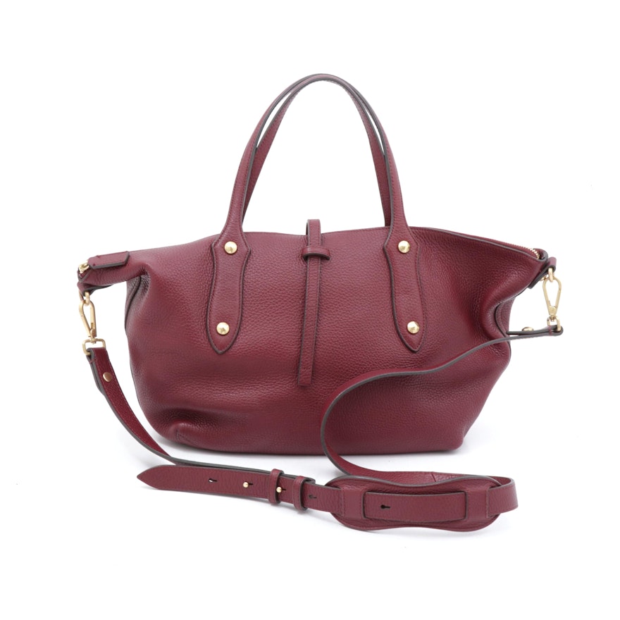 Annabel Ingall Pebbled Leather Convertible Handbag in Merlot