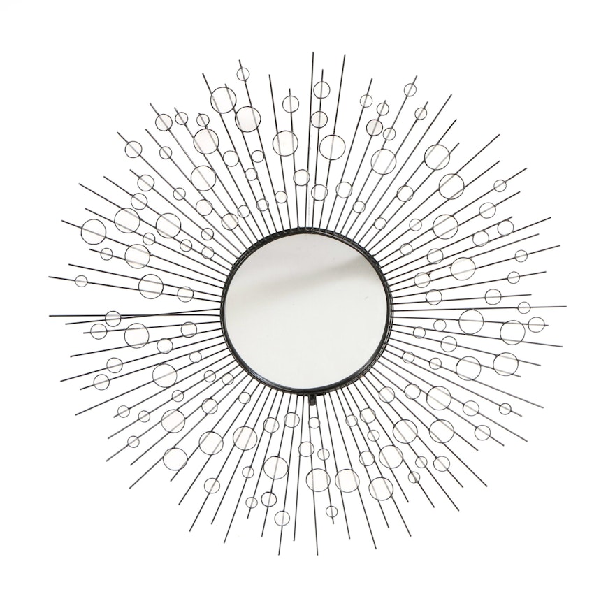 Contemporary Modernist Style Sunburst Wall Mirror