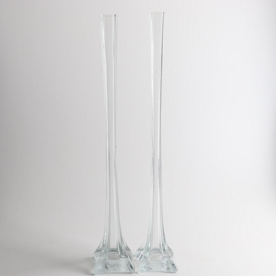 LA Crafts "Eiffel Tower" Glass Vases, Contemporary