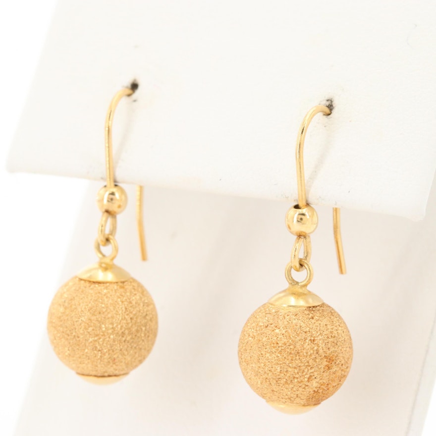 14K Yellow Gold Sphere Dangle Earrings