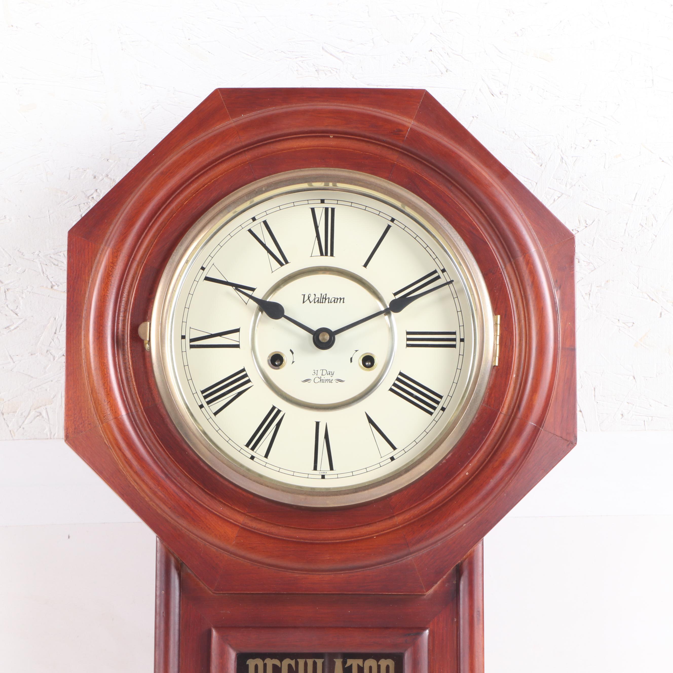 Waltham 31 Day Chime Regulator Wall Clock, Late 20th Century
