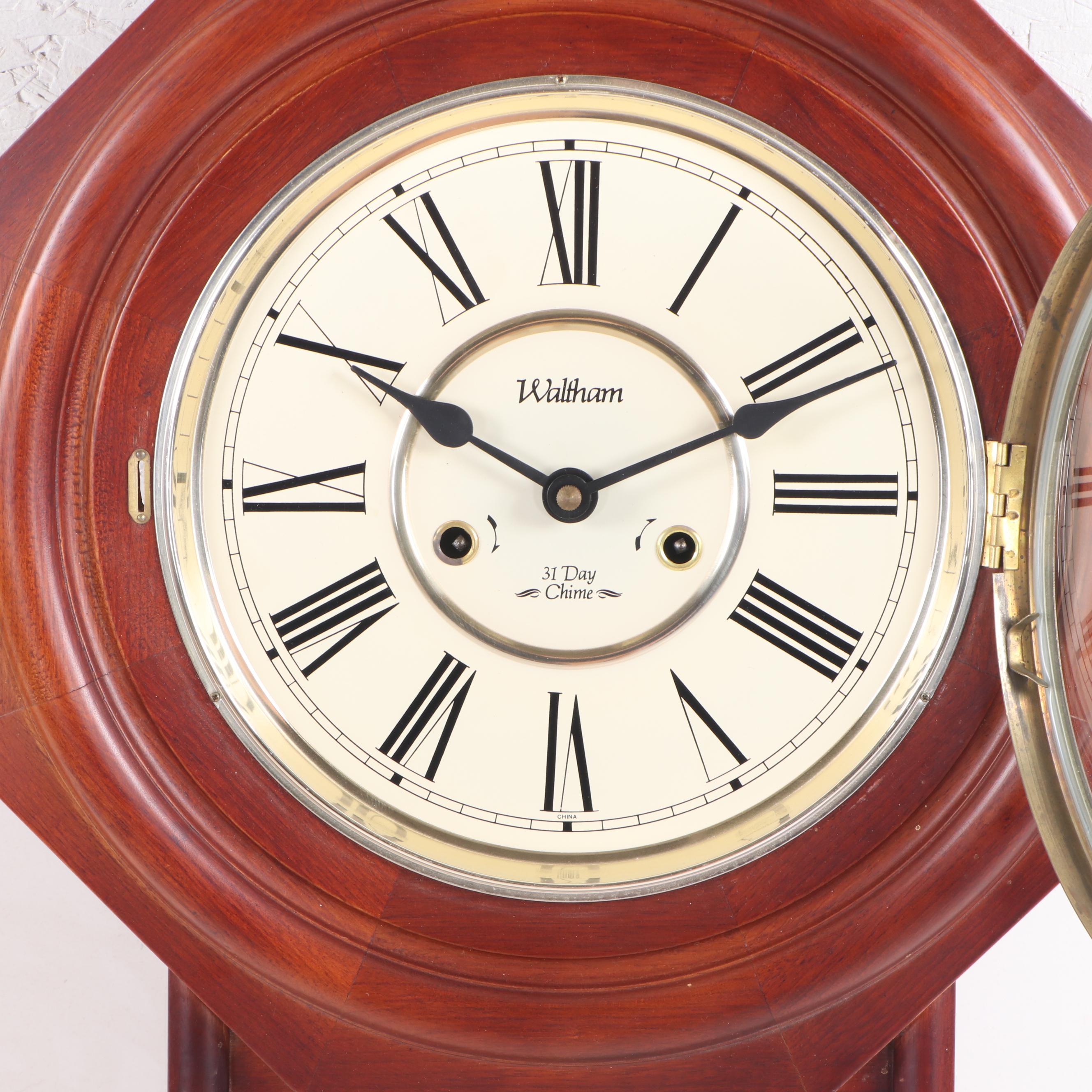 Waltham 31 Day Chime Regulator Wall Clock, Late 20th Century
