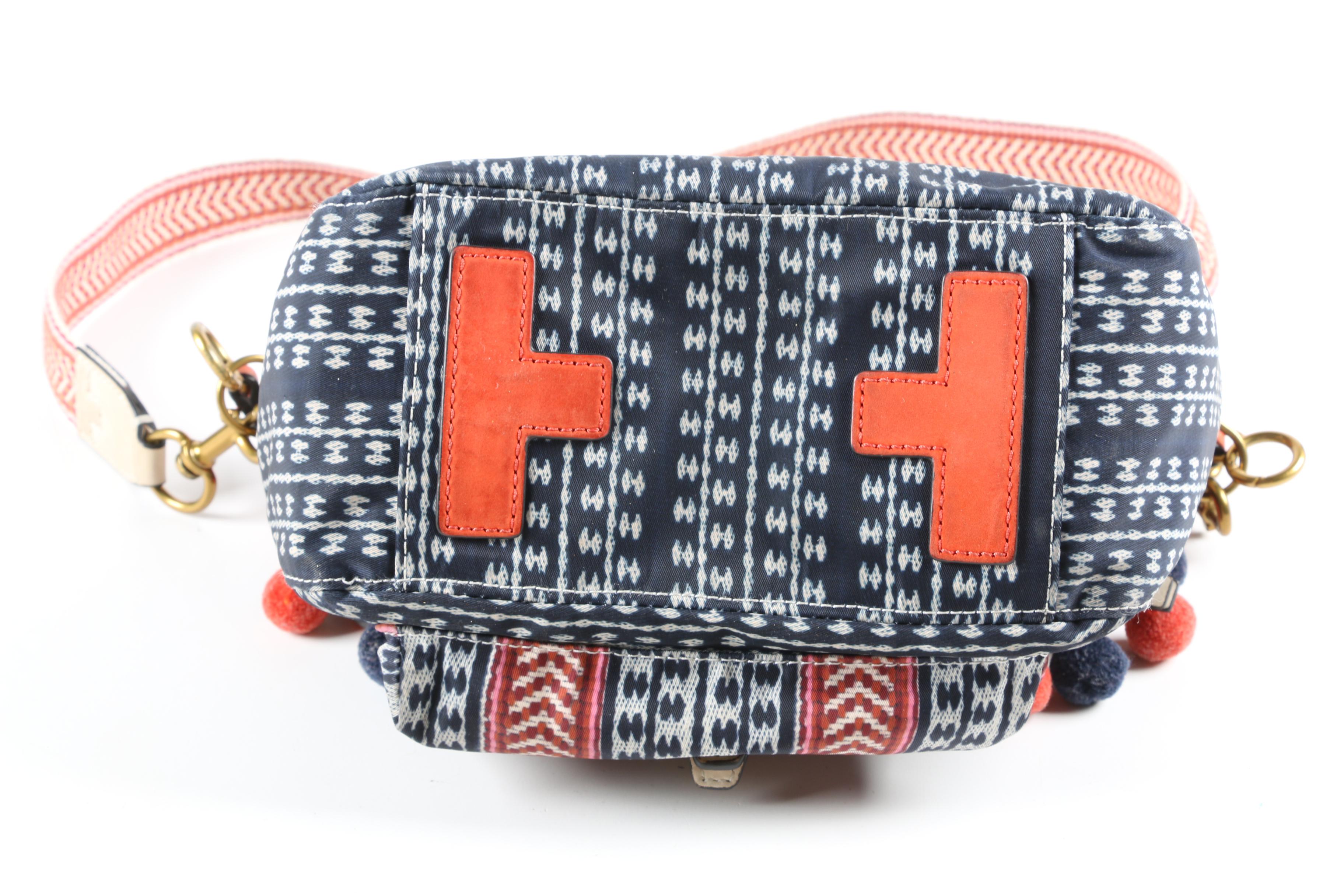 Tory Burch Scout 2 in 1 Bag in Nylon and Leather with Pom Poms