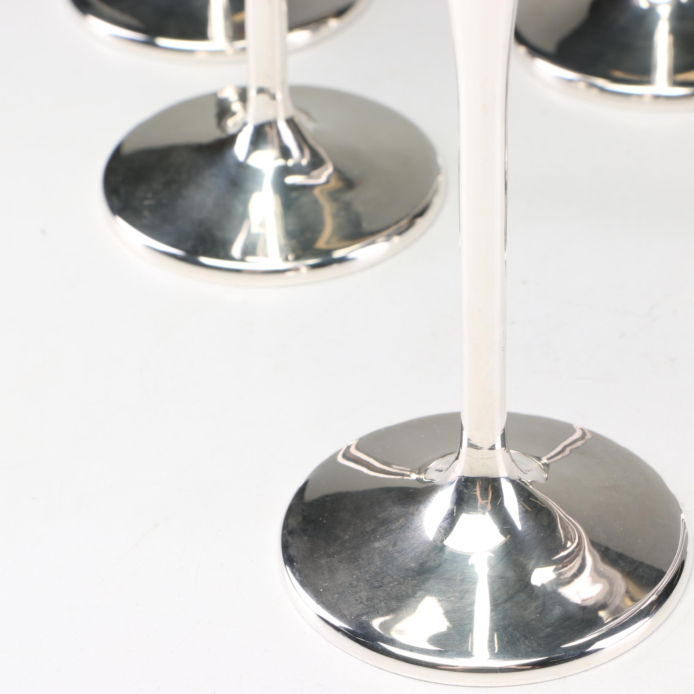 Set of Six Buccellati Sterling Silver Champagne Flutes with Vermeil Interior