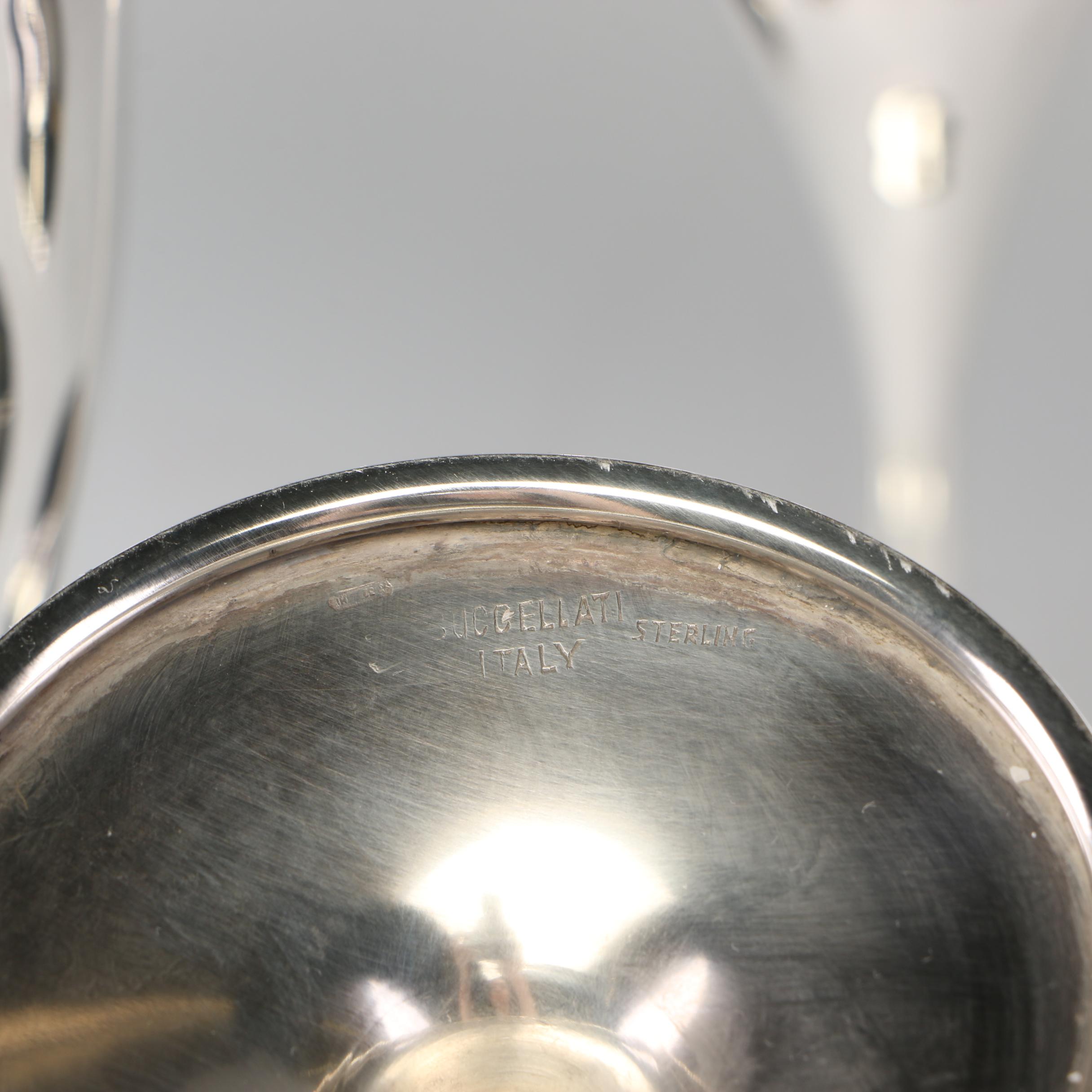 Set of Six Buccellati Sterling Silver Champagne Flutes with Vermeil Interior