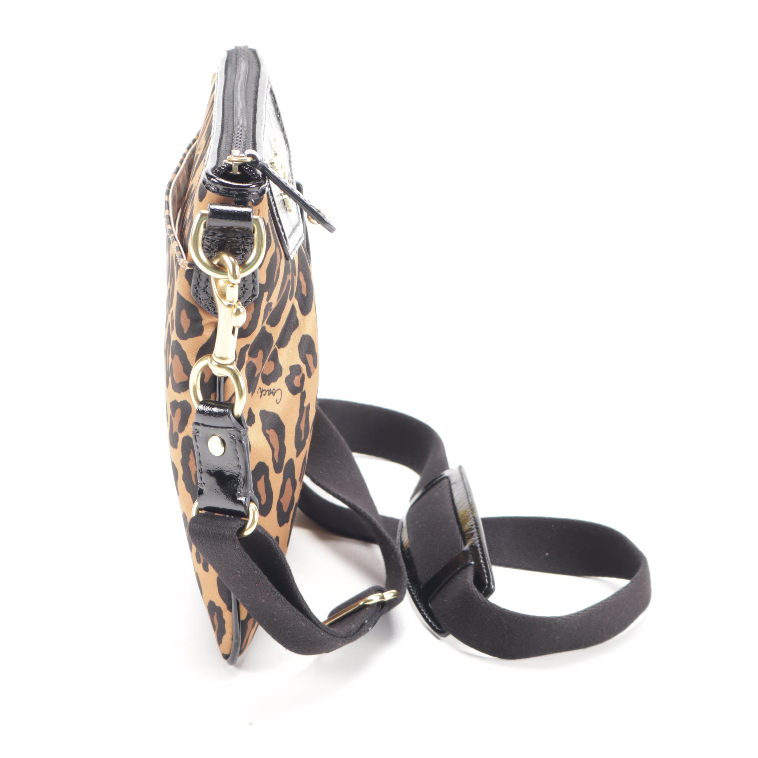 Coach Leopard Print Satin and Patent Leather Crossbody Bag