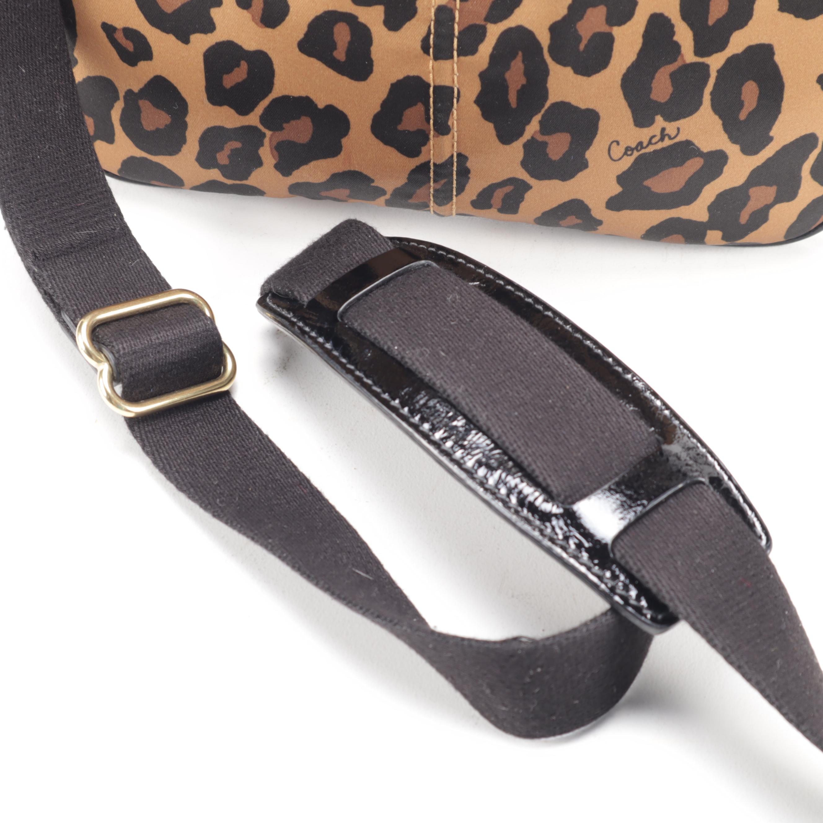 Coach Leopard Print Satin and Patent Leather Crossbody Bag