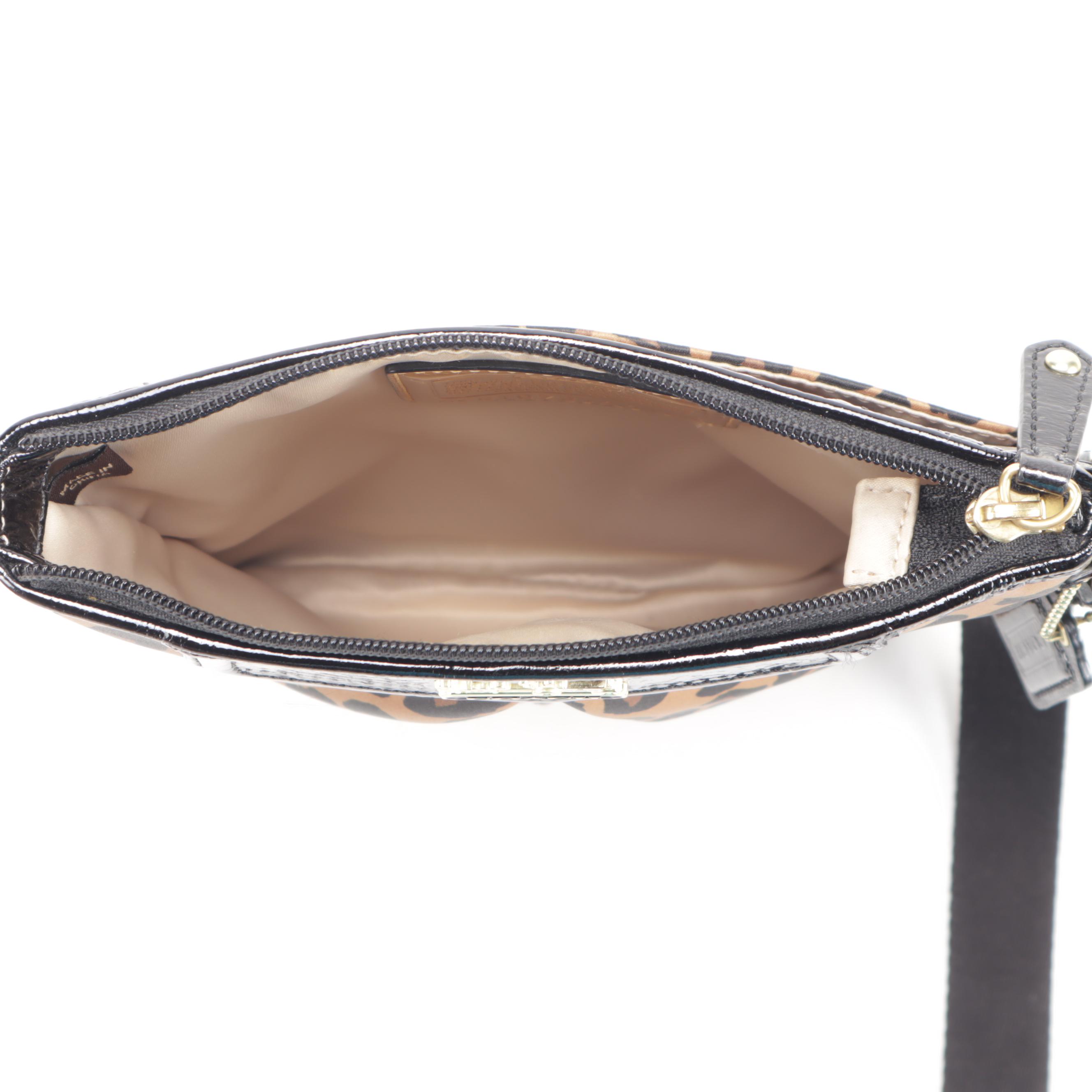 Coach Leopard Print Satin and Patent Leather Crossbody Bag