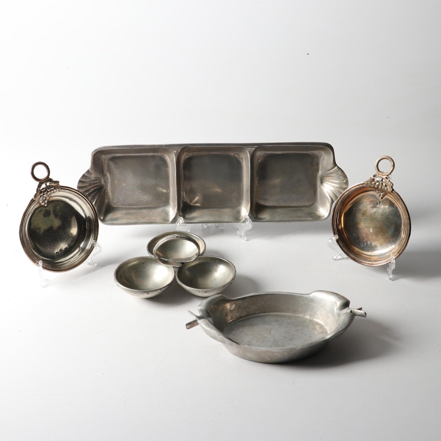 Pewter and Aluminum Hollowware Serving Dishes, Vintage