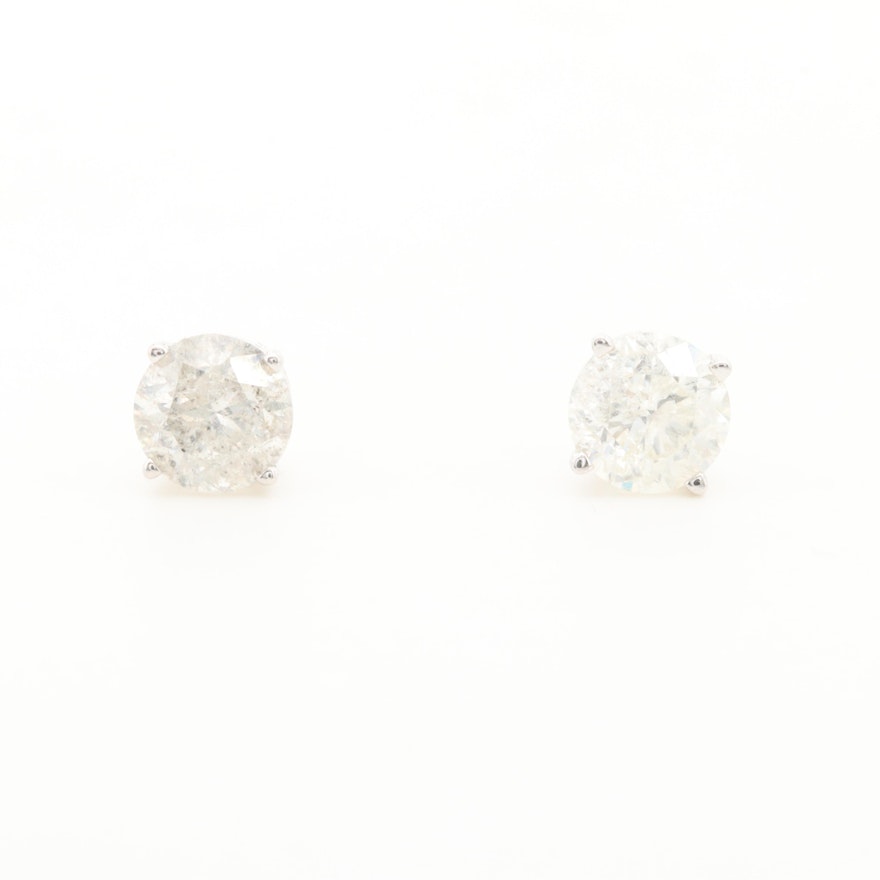 14K White Gold 1.62 CTW Diamond Stud Earrings