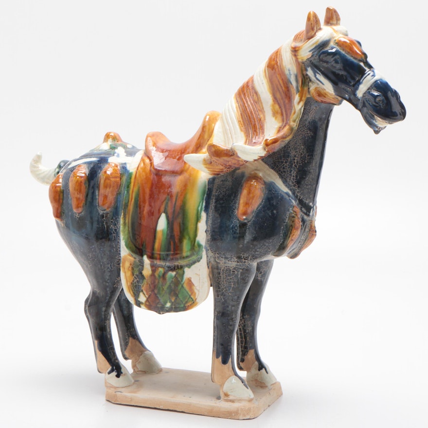 Chinese Tang Style Sancai Glazed Ceramic Horse