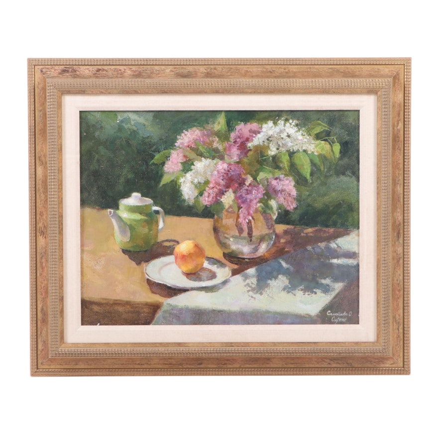Late 20th Century Floral Still Life Oil Painting